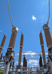 large industrial disconnectors and circuit breakers of a hydroelectric power plant for the safety...