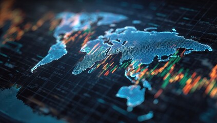 Global financial data displayed on a digital screen
