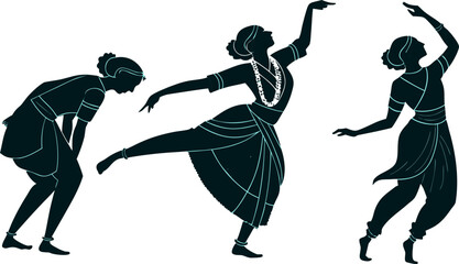 silhouette of a Indian traditional dancing 