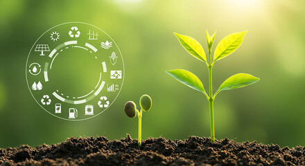 Showcase your environmental commitment with this powerful image of seedlings growing, representing sustainability, renewable energy, and eco-friendly practices