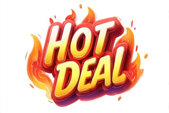 Fiery hot deal graphic with flames and bold text