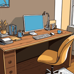 vector image of a study table for graphic design needs
