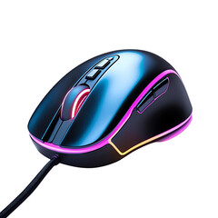 Illuminated gaming mouse with vibrant rgb sleek design on a dark reflective