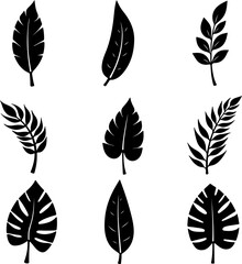 Tropical Leaf Silhouettes Collection vector bundle