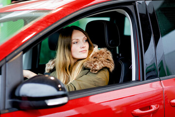 Young attractive woman with happy positive expression, being satisfied with unforgettable journey...