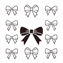 Doodle Bow Illustration Set, Various Bow Designs for Hair, Gift Wrap, or Decor
