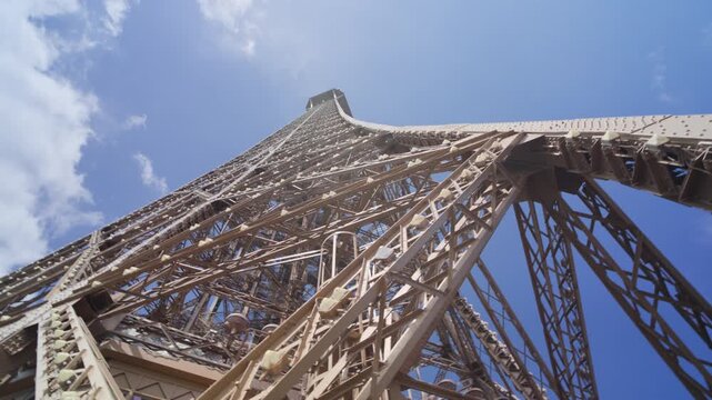 Close up view of Eiffel Tower in Paris, France