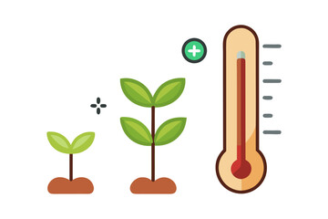 thermometer near germinating seed temperature icon
