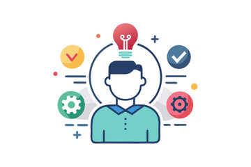 Focus Mode Icon Person With Lightbulb Above