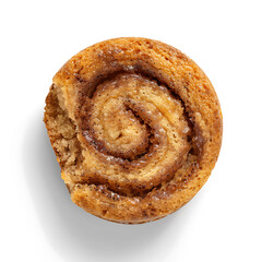 Fototapeta premium Top View of a Freshly Baked Cinnamon Roll with Swirled Filling