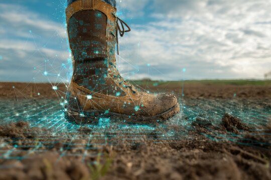 Farmer's boot on digital grid