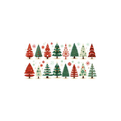 Obraz premium Festive Christmas tree decorated with ornaments and lights illustration isolated on white background