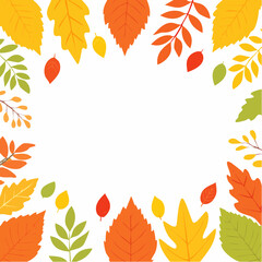 Minimalist Autumn Banner Highlighting Bright Colored Leaves in a Border Design with Area for Text, Ideal for Trendy Fall Campaigns and Celebrations
