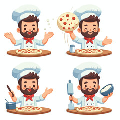 Happy chef tossing pizza dough