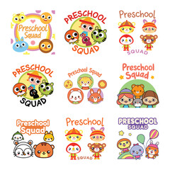 Fototapeta premium Cute preschool squad back to school t shirt designs bundle pack