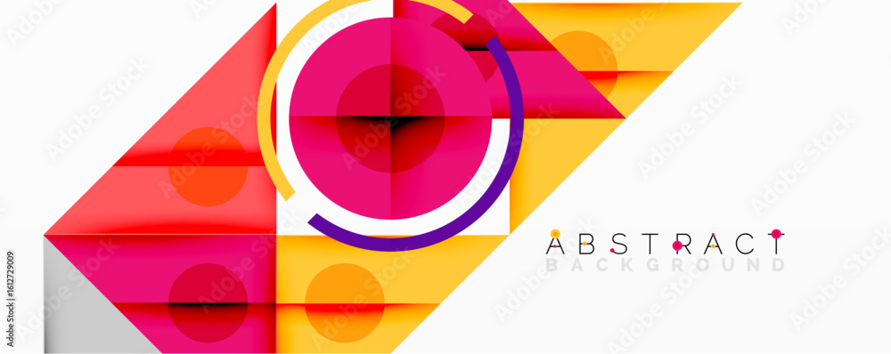Aufkleber bright geometric shapes overlap creating vibrant abstract composition. circles, triangles, rectangle
