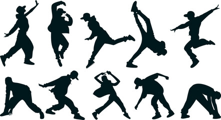 silhouettes of hip pop dancing 
