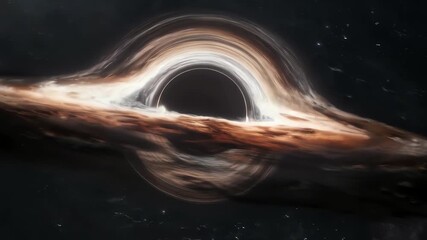 Cosmic Vortex: A Black Hole's Accretion Disk. Interstellar Gargantua Black Hole. Gargantua black hole accretion disk animation. - Powered by Adobe