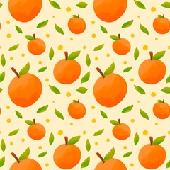 Orange seamless pattern with leaves 