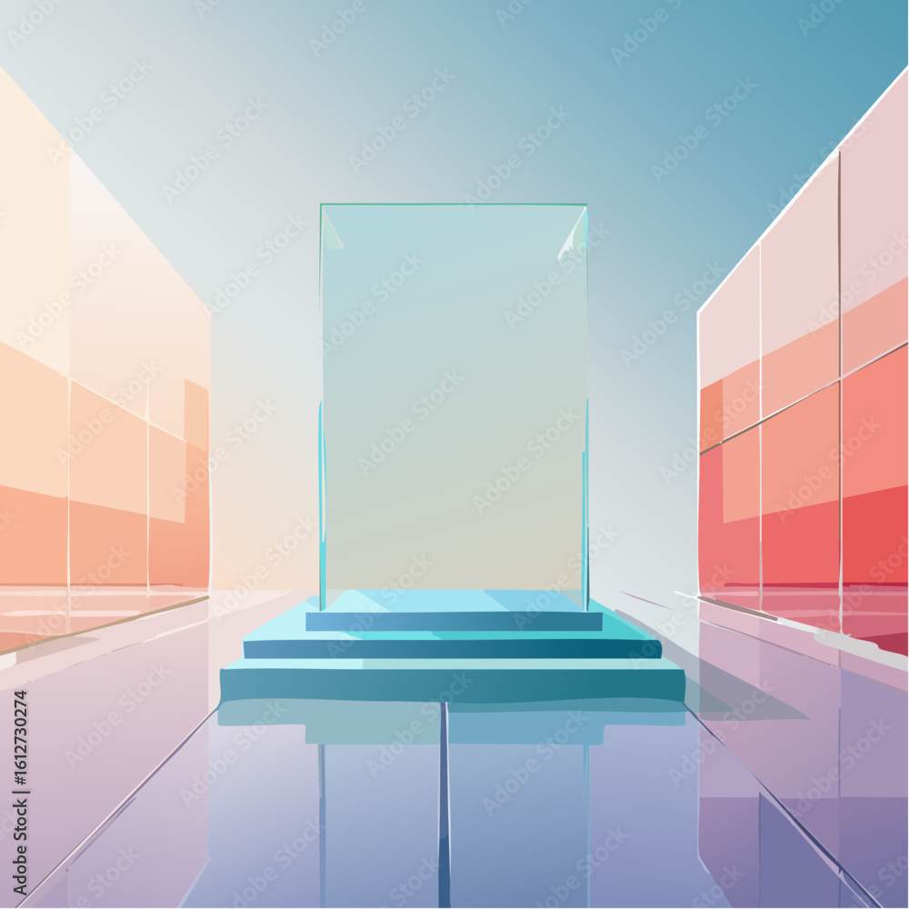 Poster glass flow an abstract and dynamic 3d background design showcasing liquid-like glass shapes and a hi
