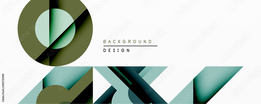 Poster abstract geometric composition. overlapping shapes create dynamic visual effect. minimalist design w