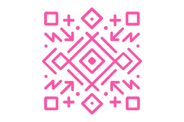 Pink geometric pattern creating a qr code design on a transparent background, ideal for digital applications and modern designs