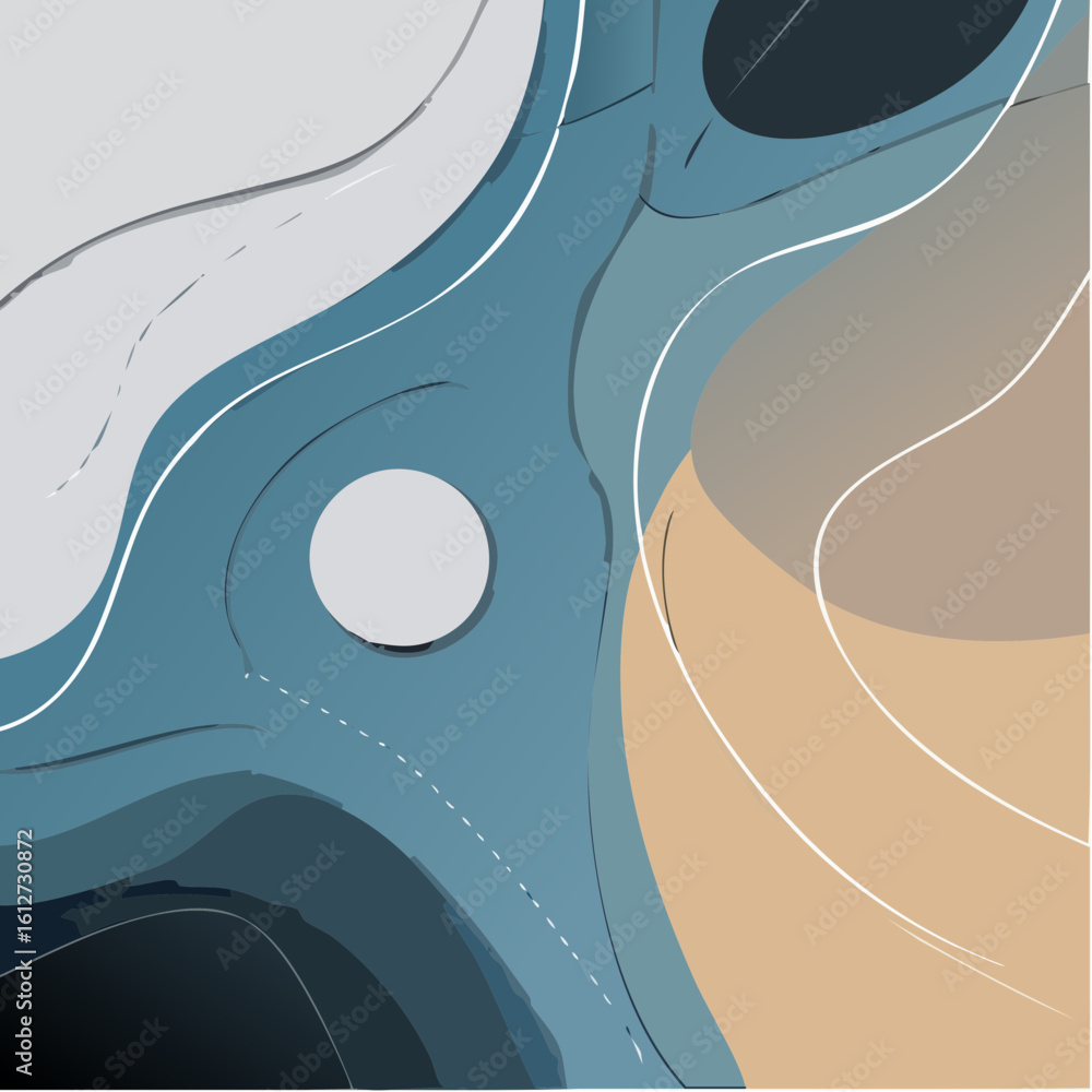 Poster striking vertical abstract background in a sleek flat design style featuring a calming solid teal-bl