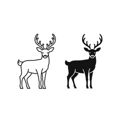 Fototapeta premium A Deer Icon Graphic Featuring Outline and Silhouette Contrast