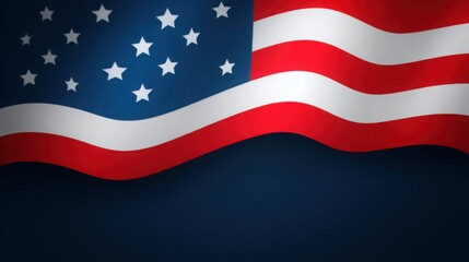 Obraz premium A flag with stars and stripes is waving in the wind