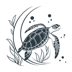 sea turtle silhouette vector design illustration