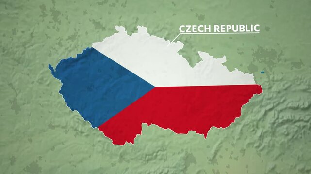 Zoom from Earth to the Czech Republic. (Country Flag) World map animation with highlighted country borders. Cinematic 3d world map animation highlights aerial views, tourism, and travel. 4k