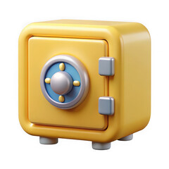 Cartoon yellow safe box isolated on transparent background