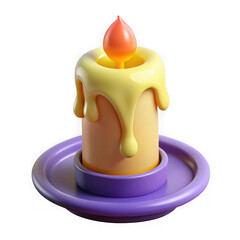 Cartoon candle with melted wax isolated on transparent background