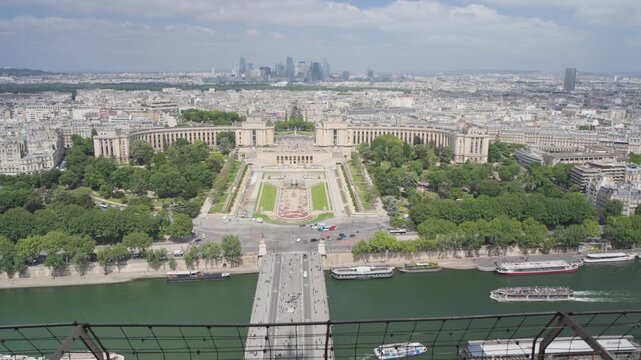 View of the Palais de Chaillot and the Jardins du Trocad&eacute;ro from Eiffel Tower, Paris
