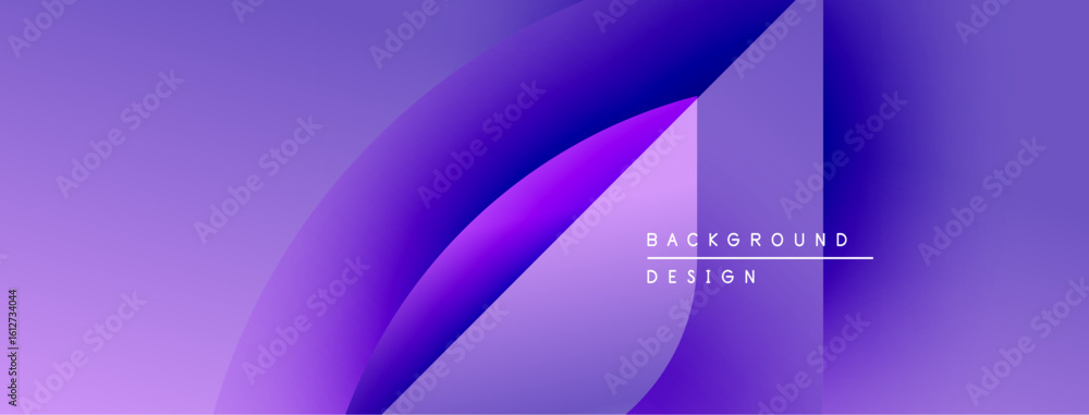 Poster abstract purple gradients create dynamic flowing shapes. text reads background design in white. mini