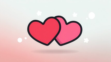 Two hearts are shown in a close up, one red and one pink