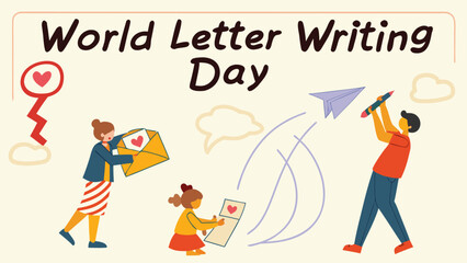 World Letter Writing Day Vector Art – Elegant Handwritten Letter with Fountain Pen & Global Connection Symbols for Thoughtful Communication