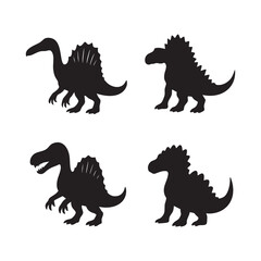 set of black dinosaur silhouettes, perfect for prehistoric themes