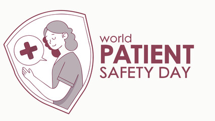 World Patient Safety Day Vector Art – Protected Patient with Caring Hands & Global Healthcare Symbols for Universal Safety Awareness