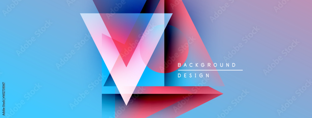 Poster abstract geometric design. vivid colors blend, creating dynamic visual effect. modern style, suitabl