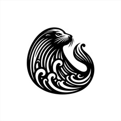 Fototapeta premium Stylized seal with waves