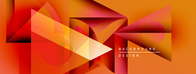 Obraz premium Abstract geometric design. Orange, red hues blend. Dynamic shapes create modern visual impact. Minimalist style, clean lines present.