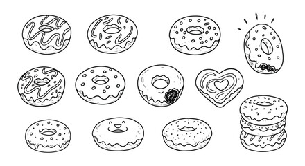 Donut Line Art: Sweet Treat Outlines for Coloring and Design