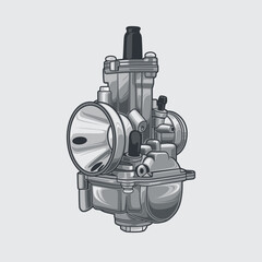 Bike carburetor illustration for conceptual design. Separated layers, easy to edit or change the colors in your vector supported software.