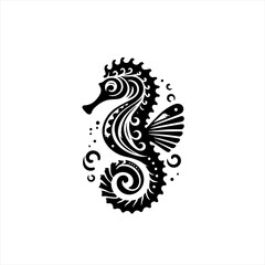 Curled seahorse illustration