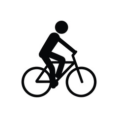 Obraz premium Retro vector silhouette of a cyclist on a vintage bicycle, perfect for illustrations of sport, travel, or road races vector icon on white background