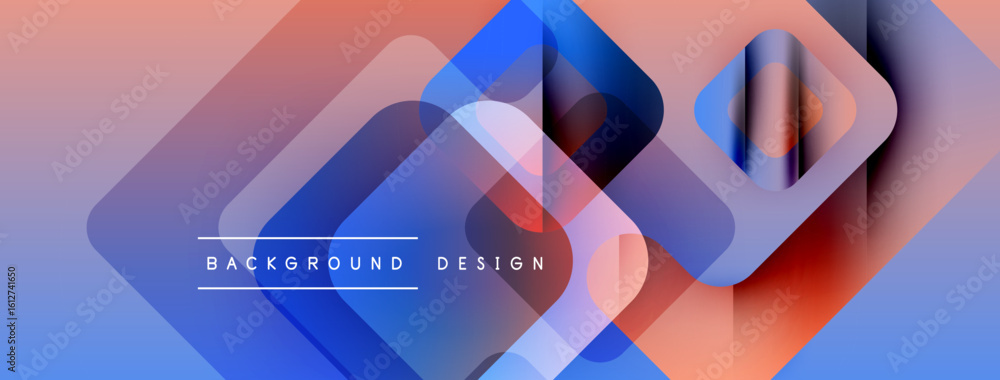 Poster abstract geometric shapes overlap. gradient colors blend, creating modern background design. smooth 