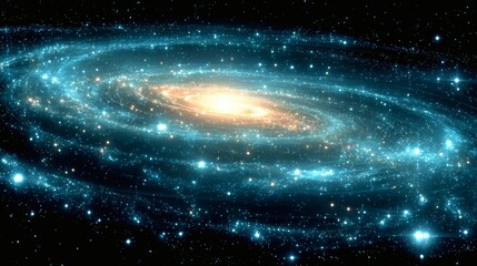Obraz premium Spiral Galaxy in Deep Space with Bright Center and Starry Surroundings