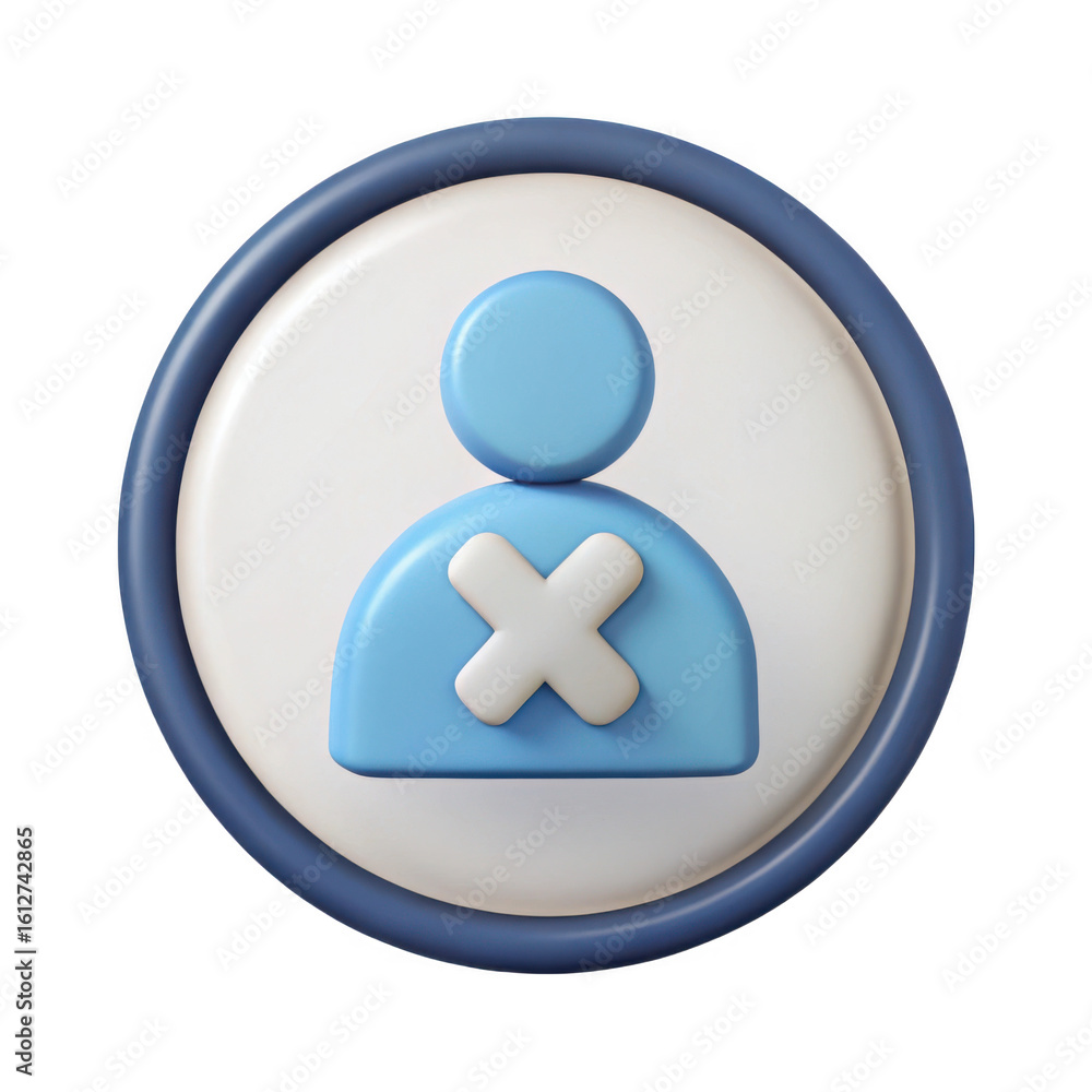 Poster 3d rendered user account deletion icon isolated on transparent background