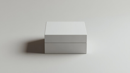 Minimalist White Square Box Mockup on Clean Background – 3D Packaging Design